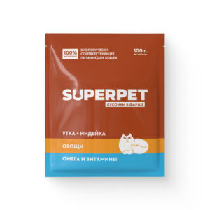 Утка с индейкой для кошек. Кусочки в фарше - SUPERPET